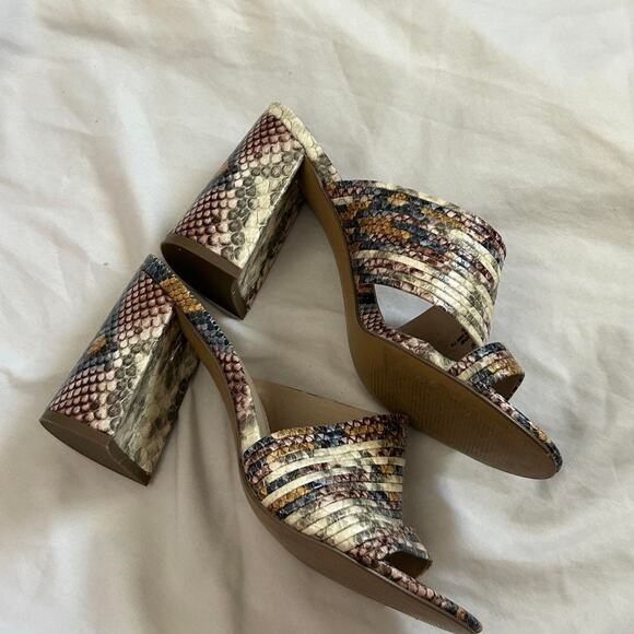 Snake Print Mid-Heel Sandals - Picture 2 of 4